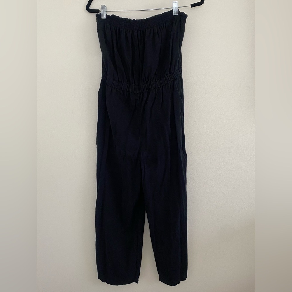 Abercrombie & Fitch Strapless Black Romper Jumpsuit Linen Lightweight Size Large